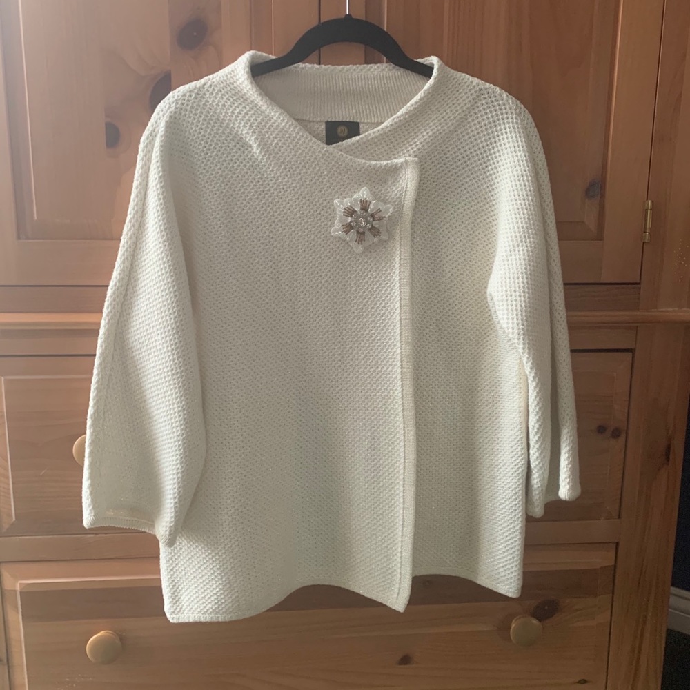 JM Collection from Macy’s Brooch Sweater Jacket